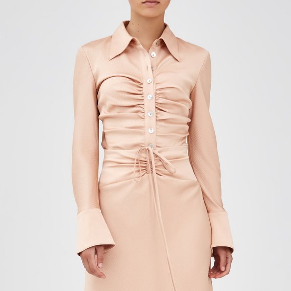 NWT C/MEO Collective Ruched LS Silky Blouse - Picture 2 of 5